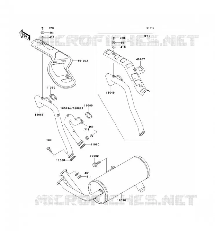 EXHAUST Kawasaki SSV 620 2003 MULE 3010 4X4  KAF620-E3