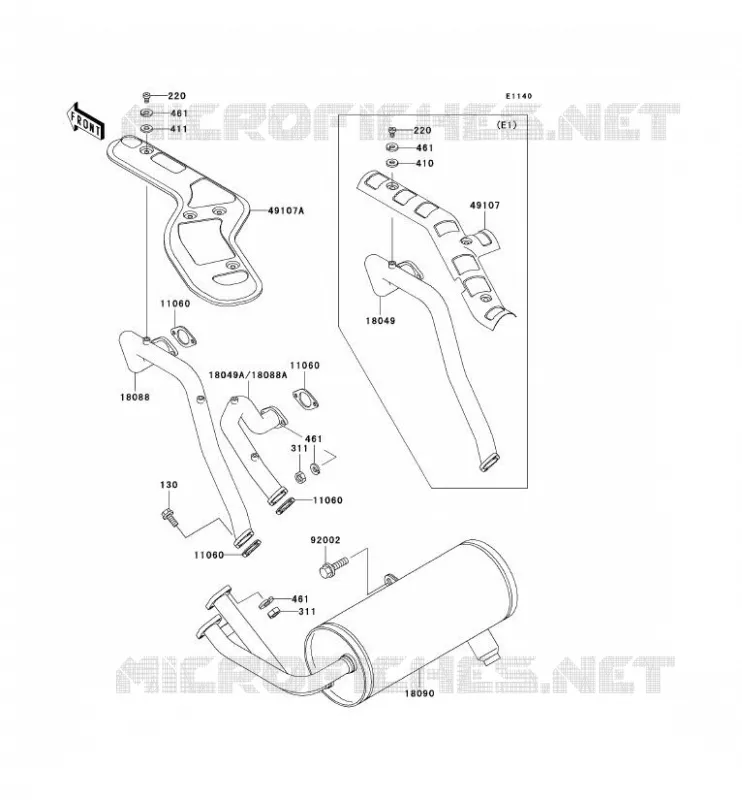 EXHAUST Kawasaki SSV 620 no_year MULE 3010 4X4  KAF620-E3