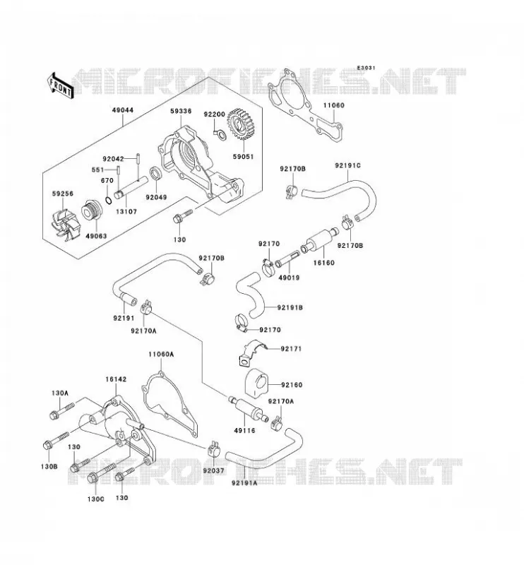 WATER PUMP Kawasaki SSV 620 no_year MULE 3010 4X4  KAF620-E4