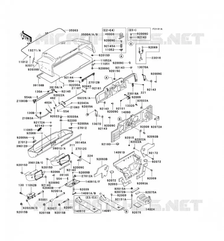 FRAME PARTS (COUVERTURE) Kawasaki SSV 620 2005 MULE 3010 4X4  KAF620-E5
