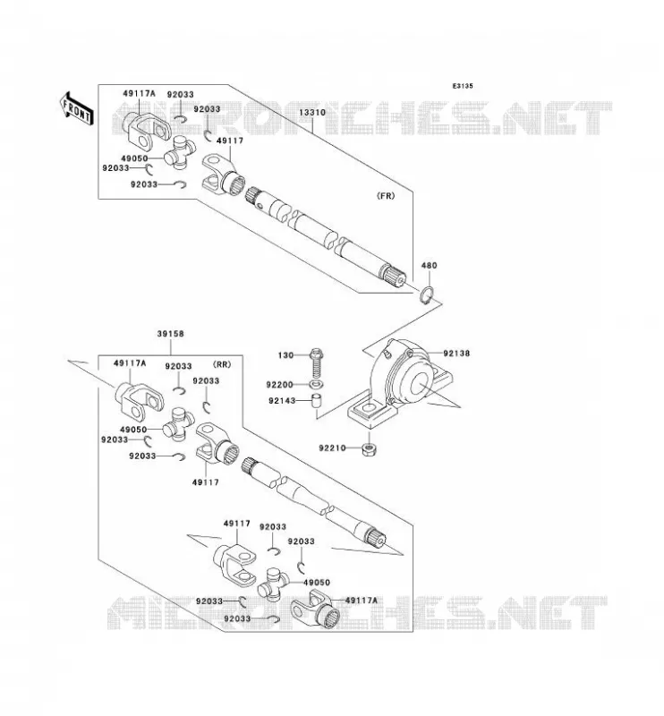 DRIVE SHAFT(H&Eacute;LICE) Kawasaki SSV 620 2006 MULE 3010 4X4  KAF620E6F
