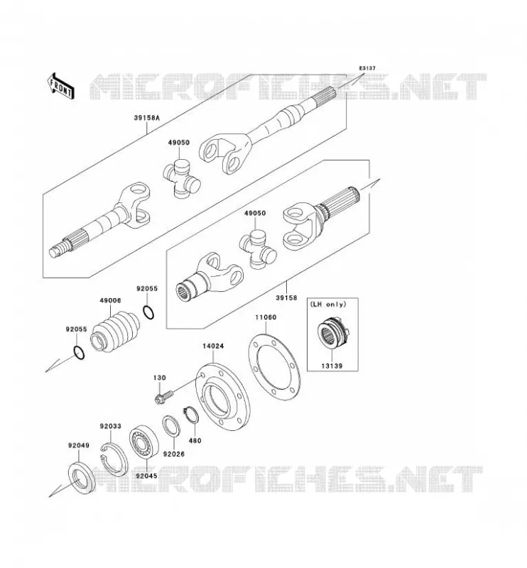 DRIVE SHAFT(ARRI&Egrave;RE) Kawasaki SSV 620 2006 MULE 3010 4X4  KAF620E6F