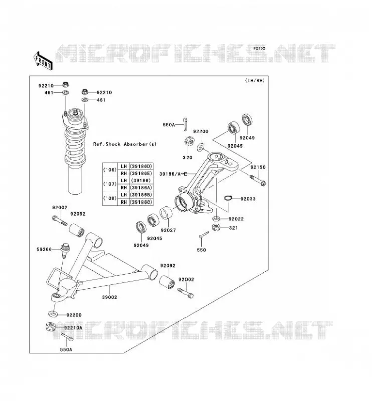 FRONT SUSPENSION - SHOCK ABSORBER Kawasaki SSV 620 2006 MULE 3010 4X4  KAF620E6F