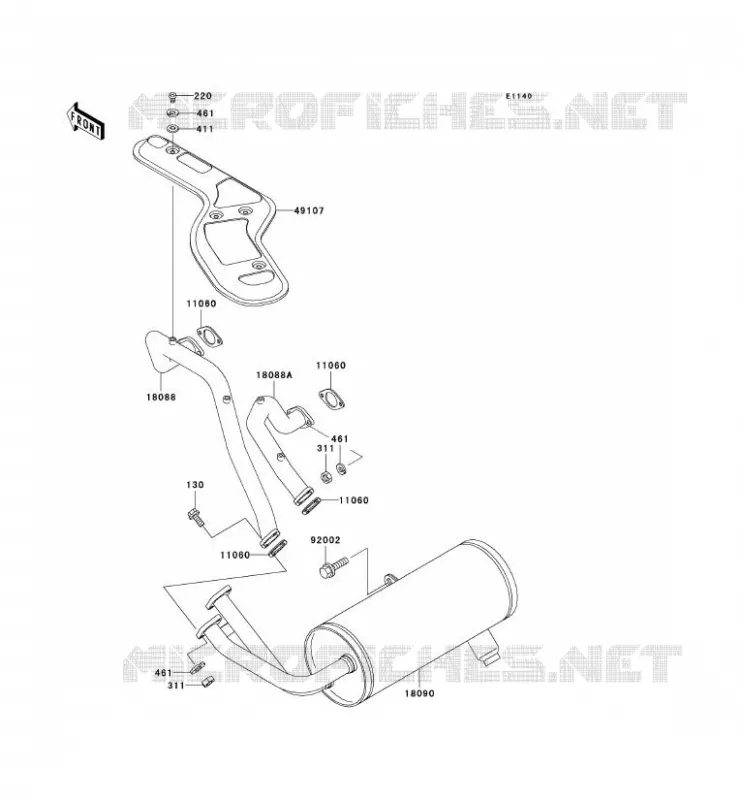 EXHAUST Kawasaki SSV 620 2007 MULE 3010 4X4  KAF620E7F