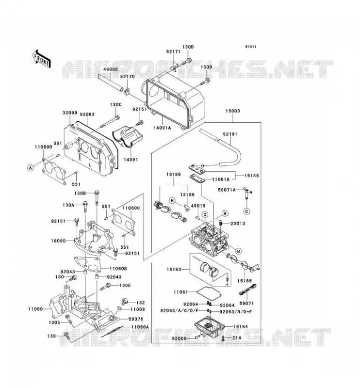CARBURETOR Kawasaki SSV 620 2008 MULE 3010 4X4  KAF620E8F