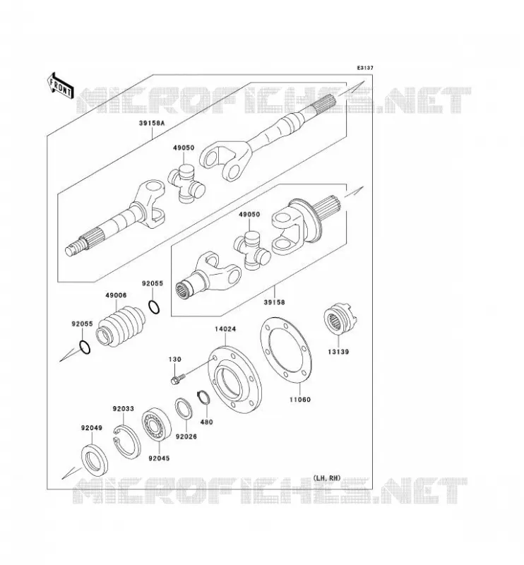 DRIVE SHAFT(ARRI&Egrave;RE) Kawasaki SSV 620 no_year MULE 3020  KAF620-F3