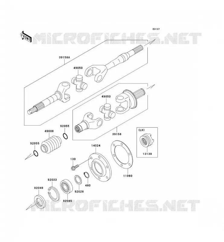 DRIVE SHAFT(ARRI&Egrave;RE) Kawasaki SSV 620 no_year MULE 3000  KAF620-G1