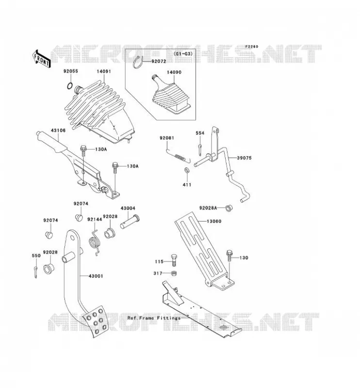 BRAKE PEDAL - THROTTLE LEVER Kawasaki SSV 620 no_year MULE 3000  KAF620-G1