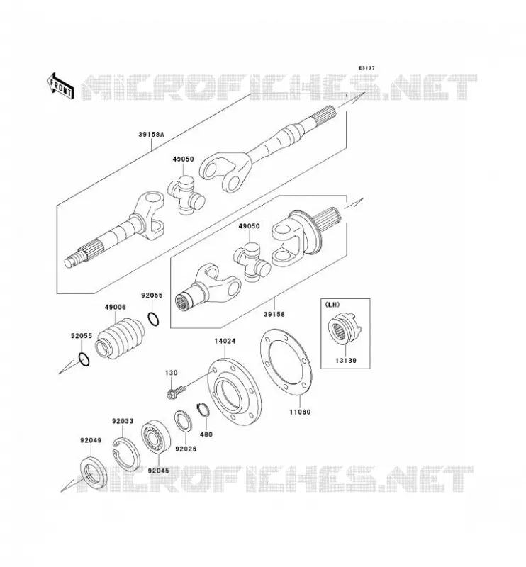 DRIVE SHAFT(ARRI&Egrave;RE) Kawasaki SSV 620 no_year MULE 3000  KAF620-G1