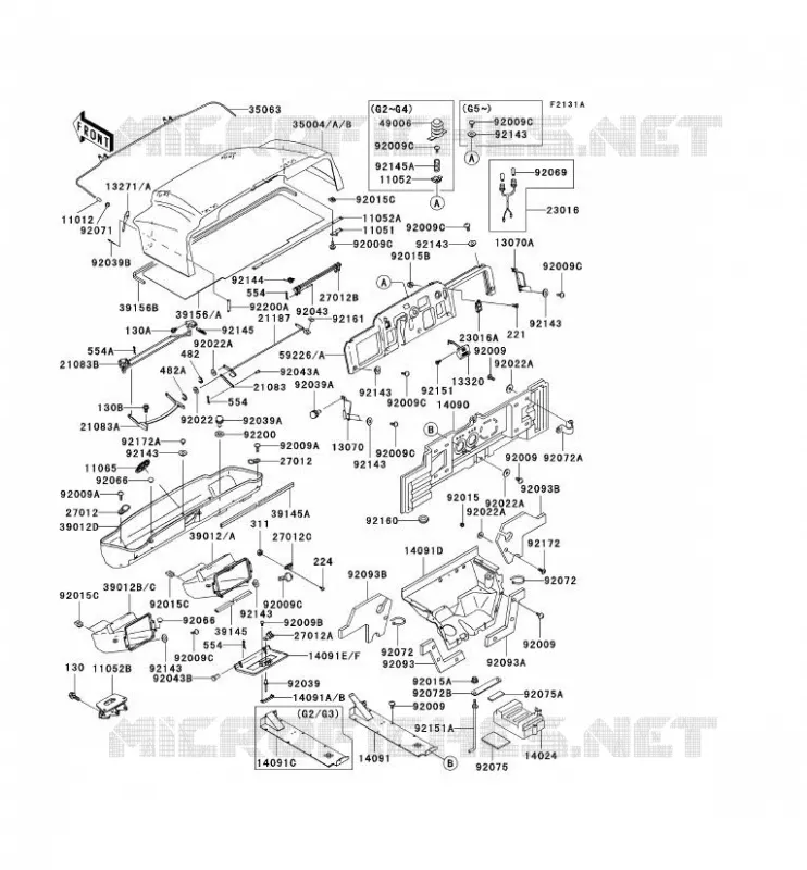 FRAME PARTS (COUVERTURE) Kawasaki SSV 620 2002 MULE 3000  KAF620-G2
