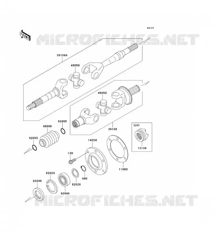 DRIVE SHAFT(ARRI&Egrave;RE) Kawasaki SSV 620 no_year MULE 3000  KAF620-G2