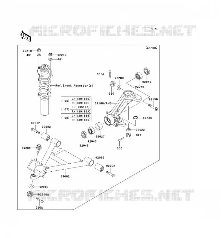 FRONT SUSPENSION - SHOCK ABSORBER Kawasaki SSV 620 2008 MULE 3000  KAF620G8F
