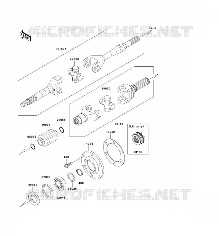 DRIVE SHAFT(ARRI&Egrave;RE) Kawasaki SSV 620 2008 MULE 3000  KAF620G8F