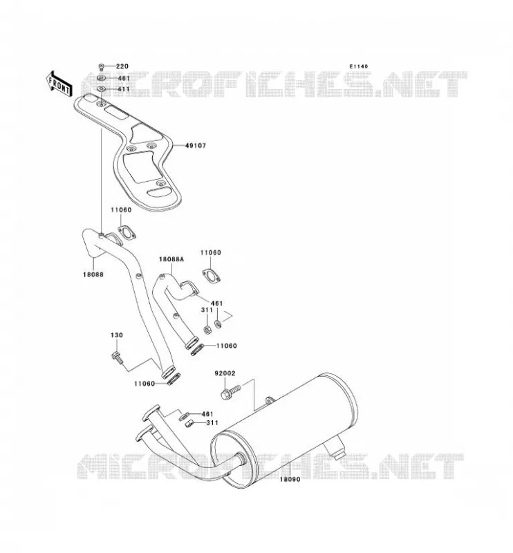 EXHAUST Kawasaki SSV 620 no_year MULE 3010 4X4  KAF620-H2