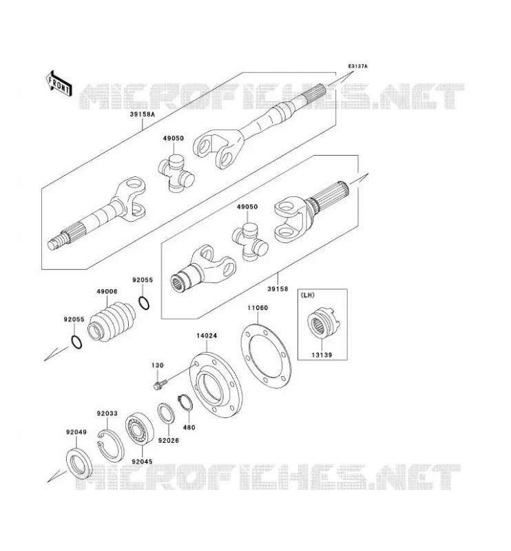 DRIVE SHAFT(ARRI&Egrave;RE) Kawasaki SSV 620 no_year MULE 3010 4X4  KAF620-H3