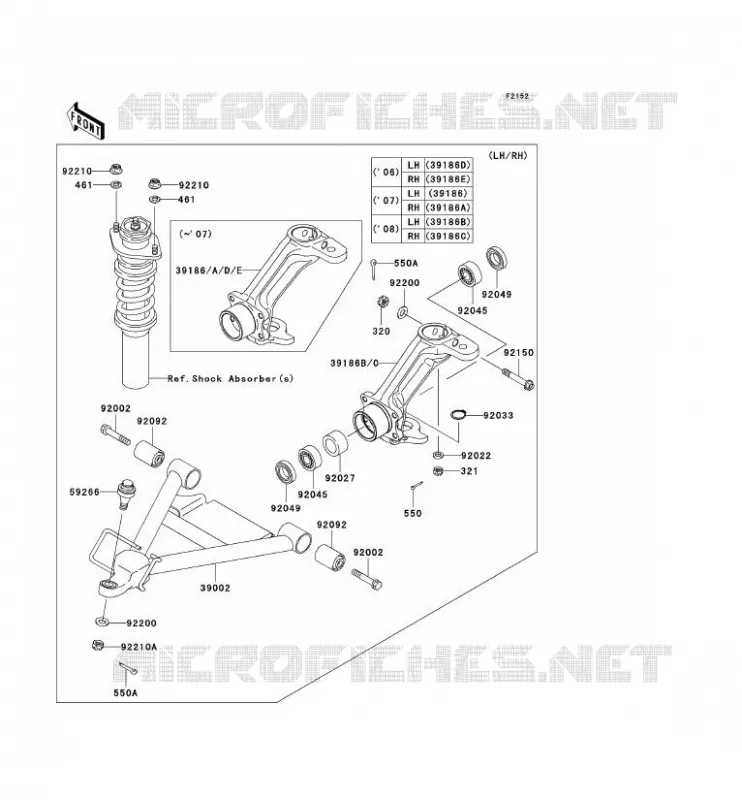 FRONT SUSPENSION - SHOCK ABSORBER Kawasaki SSV 620 2007 MULE 3010 4X4  KAF620H7F