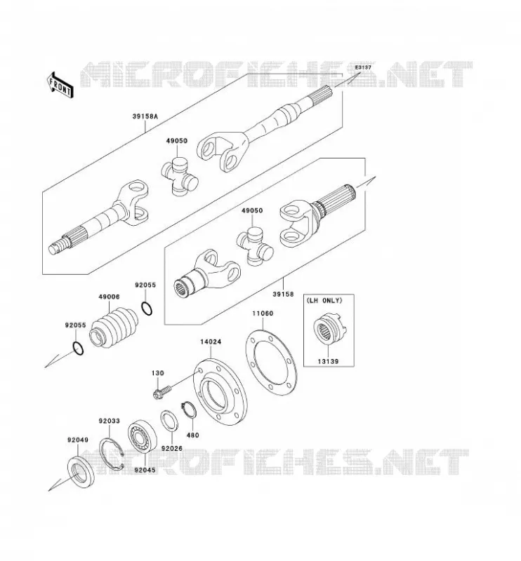 DRIVE SHAFT(ARRI&Egrave;RE) Kawasaki SSV 620 2005 MULE 3010 TRANS 4X4  KAF620-J1