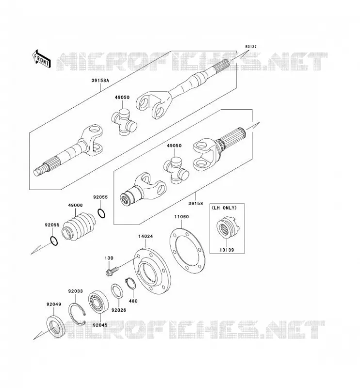 DRIVE SHAFT(ARRI&Egrave;RE) Kawasaki SSV 620 2005 MULE 3010 TRANS 4X4  KAF620-J1