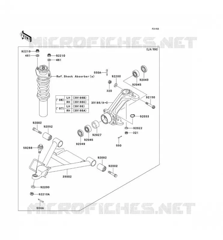 FRONT SUSPENSION - SHOCK ABSORBER Kawasaki SSV 620 2006 MULE 3010 TRANS 4X4  KAF620J6F