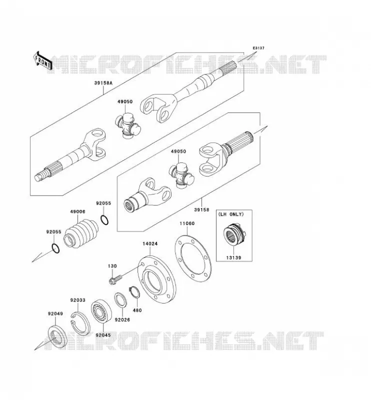DRIVE SHAFT(ARRI&Egrave;RE) Kawasaki SSV 620 2008 MULE 3010 TRANS 4X4  KAF620J8F