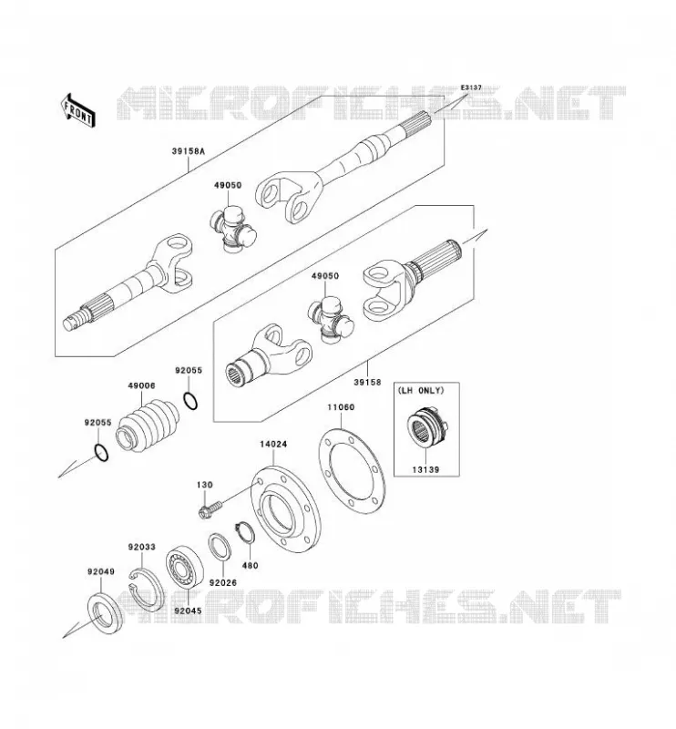 DRIVE SHAFT(ARRI&Egrave;RE) Kawasaki SSV 620 2008 MULE 3010 TRANS 4X4  KAF620J8F