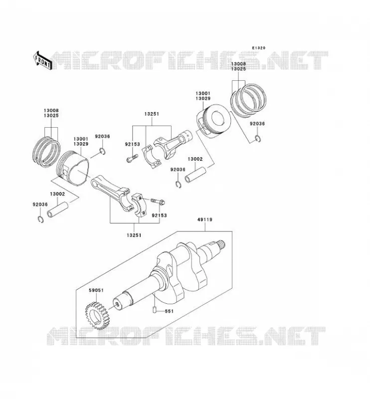 CRANKSHAFT - PISTON Kawasaki SSV 620 2005 MULE 3010 TRANS 4X4  KAF620-K1