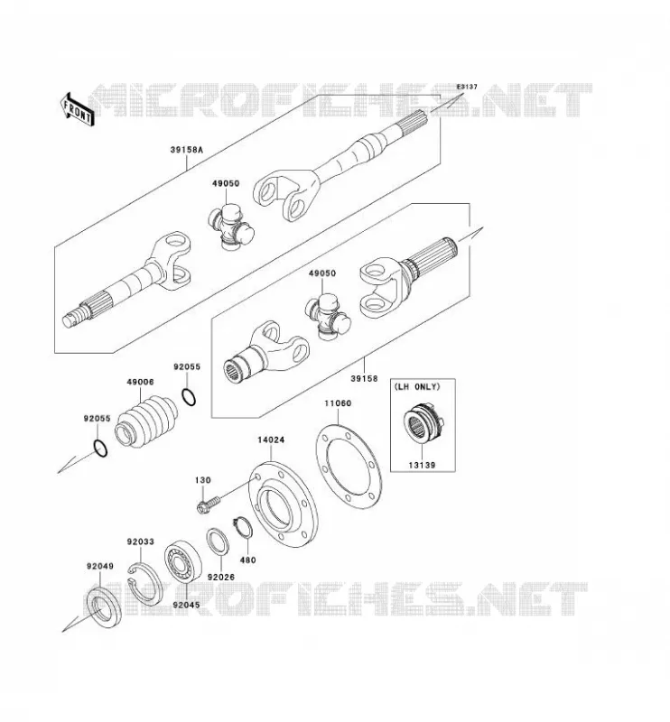 DRIVE SHAFT(ARRI&Egrave;RE) Kawasaki SSV 620 2006 MULE 3010 TRANS 4X4  KAF620K6F