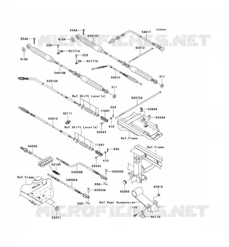 CABLES Kawasaki SSV 620 2007 MULE 3010 TRANS 4X4  KAF620K7F