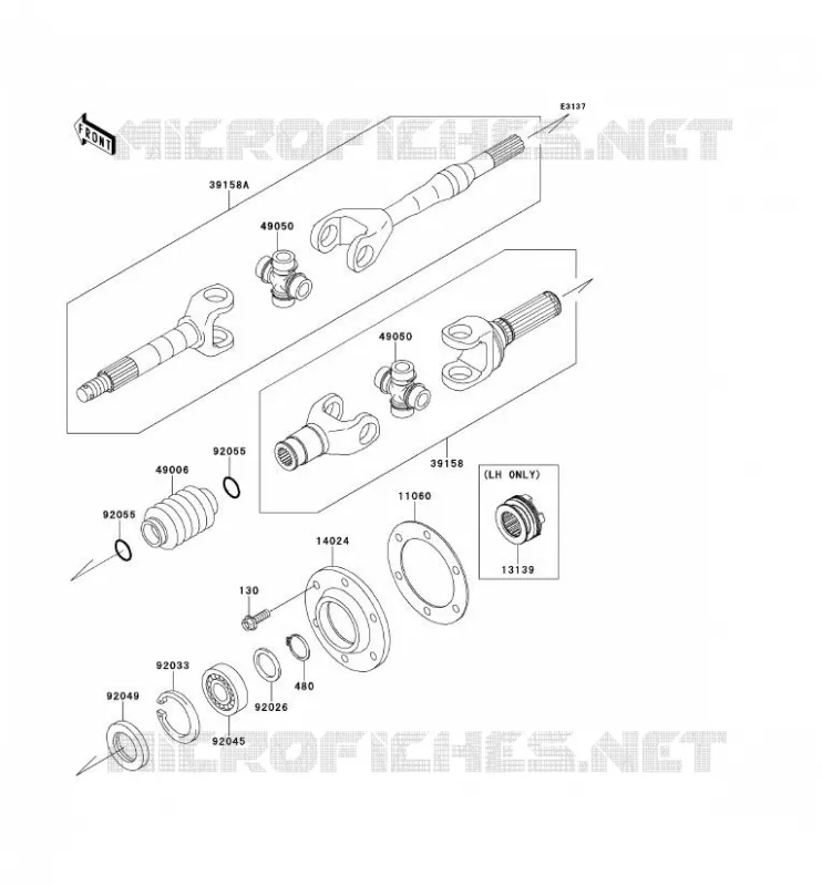 DRIVE SHAFT(ARRI&Egrave;RE) Kawasaki SSV 620 2012 MULE 4010 4X4  KAF620MCF