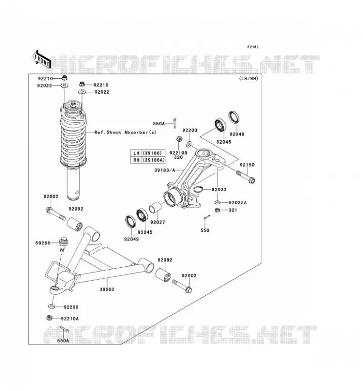 FRONT SUSPENSION - SHOCK ABSORBER Kawasaki SSV 620 2009 MULE 4000  KAF620P9F
