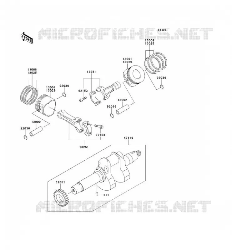 CRANKSHAFT - PISTON Kawasaki SSV 620 2010 MULE 4000  KAF620PAF