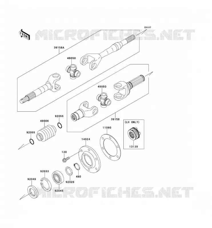 DRIVE SHAFT(ARRI&Egrave;RE) Kawasaki SSV 620 2011 MULE 4000  KAF620PBF