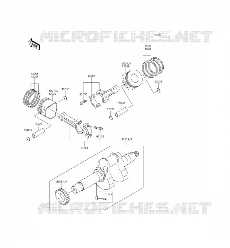 CRANKSHAFT - PISTON Kawasaki SSV 620 2014 MULE 4000  KAF620PEF