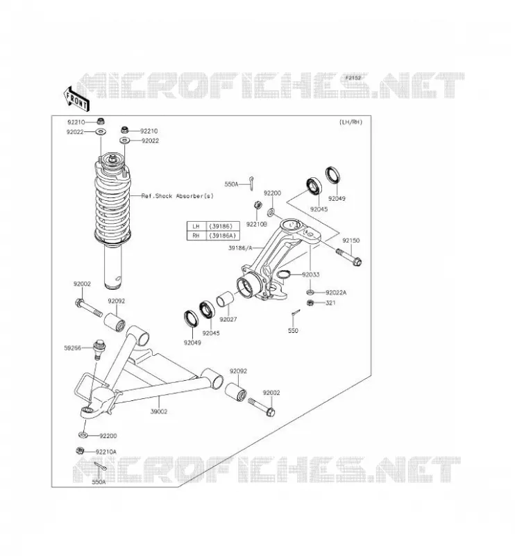 FRONT SUSPENSION - SHOCK ABSORBER Kawasaki SSV 620 2015 MULE 4000  KAF620PFF