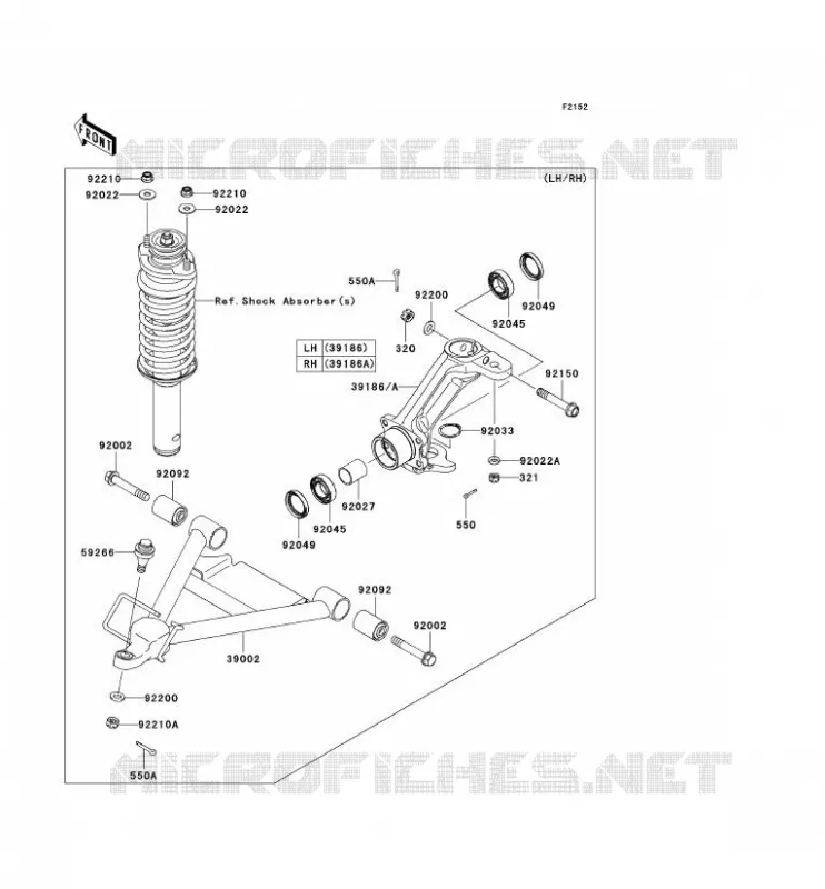 FRONT SUSPENSION - SHOCK ABSORBER Kawasaki SSV 620 2009 MULE 4010 TRANS 4X4  KAF620R9F