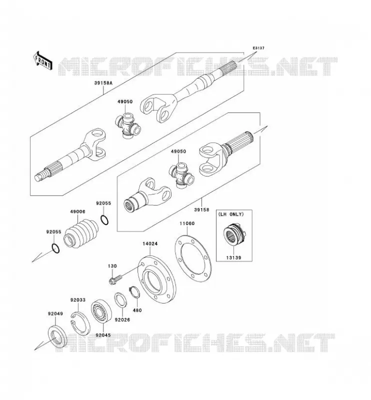 DRIVE SHAFT(ARRI&Egrave;RE) Kawasaki SSV 620 2010 MULE 4010 TRANS 4X4  KAF620RAFA