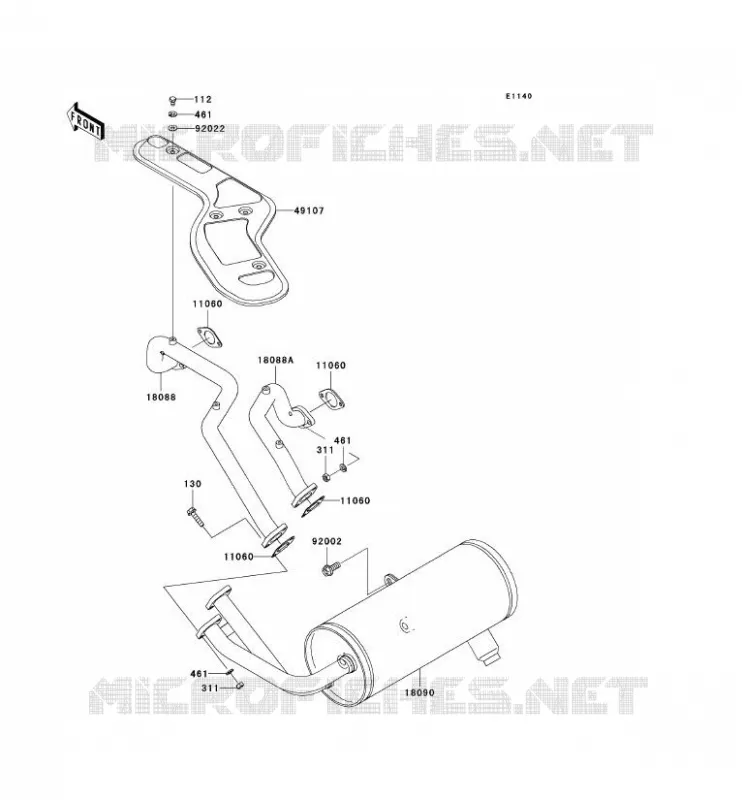 EXHAUST Kawasaki SSV 620 2010 MULE 4010 TRANS 4X4  KAF620RAFA
