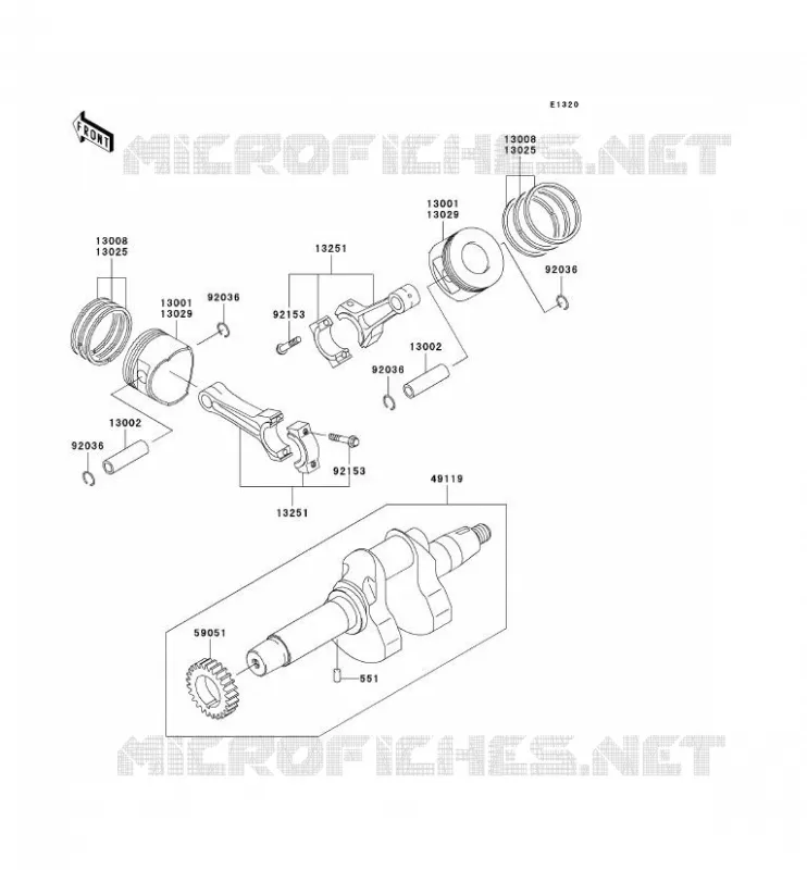 CRANKSHAFT - PISTON Kawasaki SSV 620 2011 MULE 4010 TRANS 4X4  KAF620RBFA