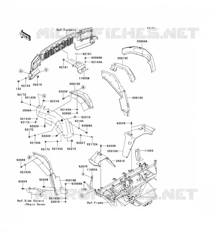 FRONT FENDER Kawasaki SSV 620 2013 MULE 4010 TRANS 4X4  KAF620RDF