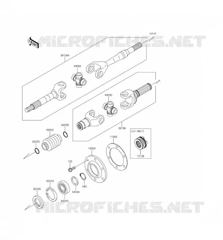 DRIVE SHAFT(ARRI&Egrave;RE) Kawasaki SSV 620 2015 MULE 4010 TRANS 4X4  KAF620RFF