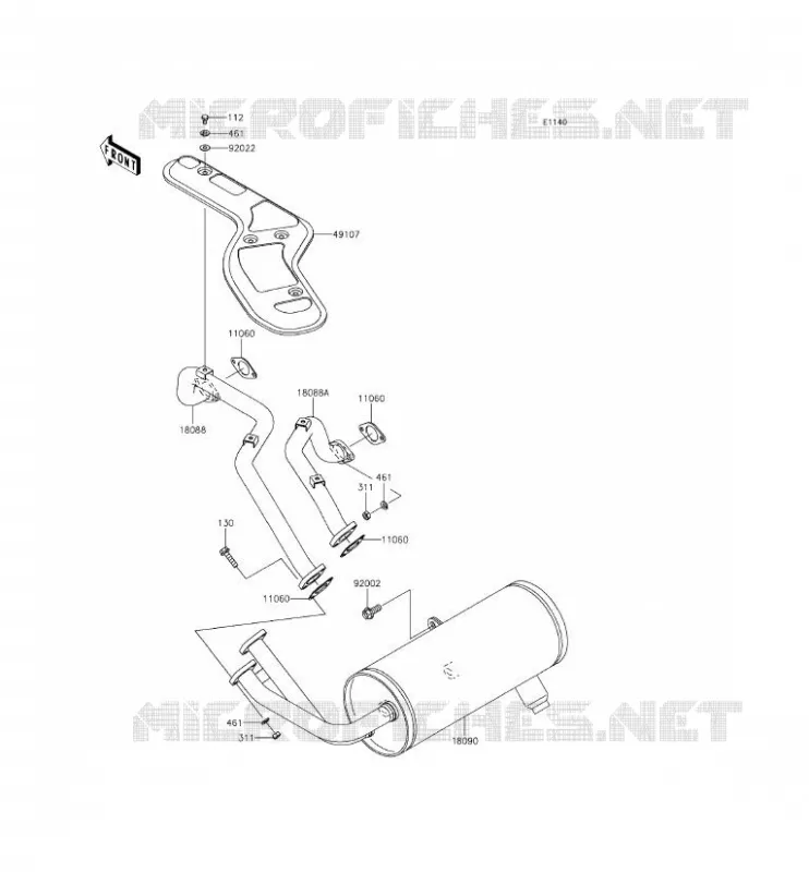 EXHAUST Kawasaki SSV 620 2015 MULE 4010 TRANS 4X4  KAF620RFFA