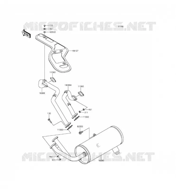 EXHAUST Kawasaki SSV 620 2016 MULE 4010 TRANS 4X4  KAF620RGF