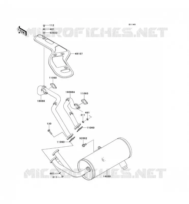 EXHAUST Kawasaki SSV 620 2012 MULE 4010 TRANS 4X4  KAF620SCF