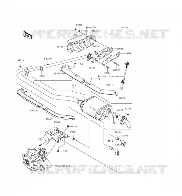 EXHAUST Kawasaki SSV 820 2015 MULE PRO-FXT  KAF820AFF
