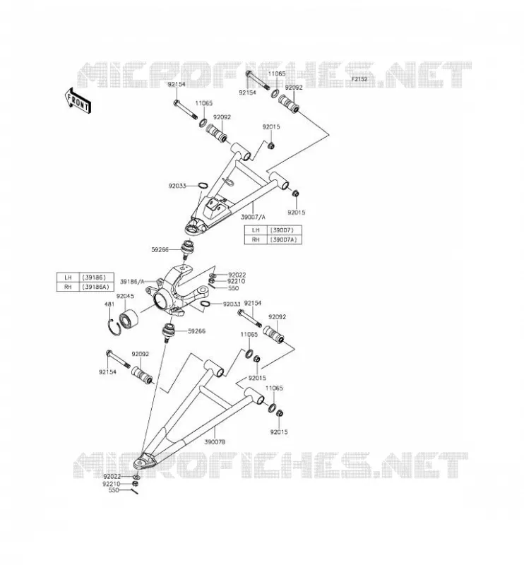 FRONT SUSPENSION - SHOCK ABSORBER Kawasaki SSV 820 2015 MULE PRO-FXT  KAF820AFF