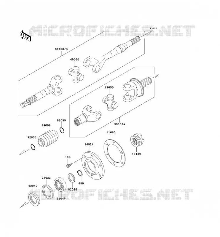 DRIVE SHAFT(ARRI&Egrave;RE) Kawasaki SSV 950 no_year MULE 2510 DIESEL  KAF950-A1