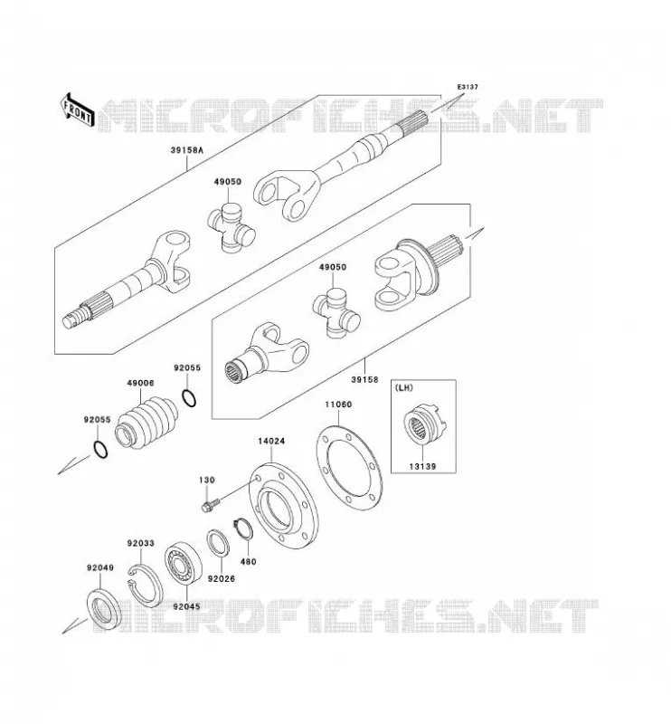 DRIVE SHAFT(ARRI&Egrave;RE) Kawasaki SSV 950 no_year MULE 3010 DIESEL  KAF950-B1