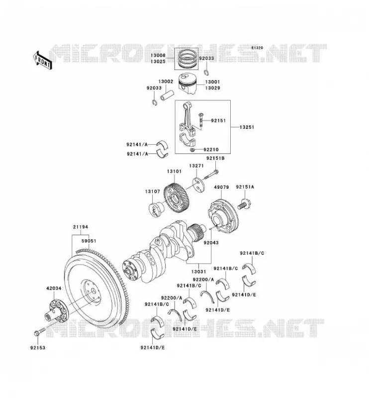 CRANKSHAFT - PISTON Kawasaki SSV 950 2004 MULE 3010 DIESEL 4X4  KAF950-B2