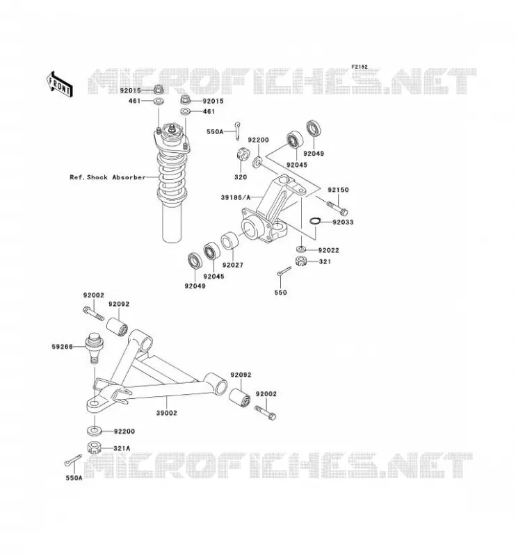 FRONT SUSPENSION - SHOCK ABSORBER Kawasaki SSV 950 2004 MULE 3010 DIESEL 4X4  KAF950-B2