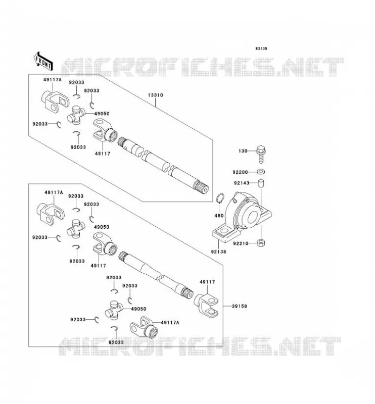 DRIVE SHAFT(H&Eacute;LICE) Kawasaki SSV 950 2005 MULE 3010 DIESEL 4X4  KAF950-B3
